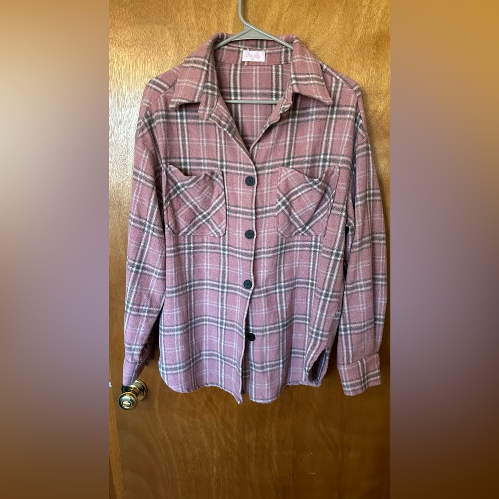 Pink Lily Flannel Shacket Size L